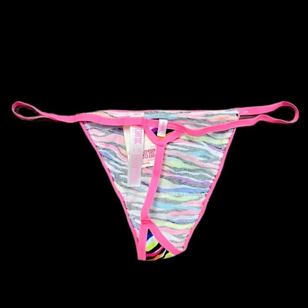 Victorias Secret Pink Soft Cotton Extra Low Rise V String panty multicolor M